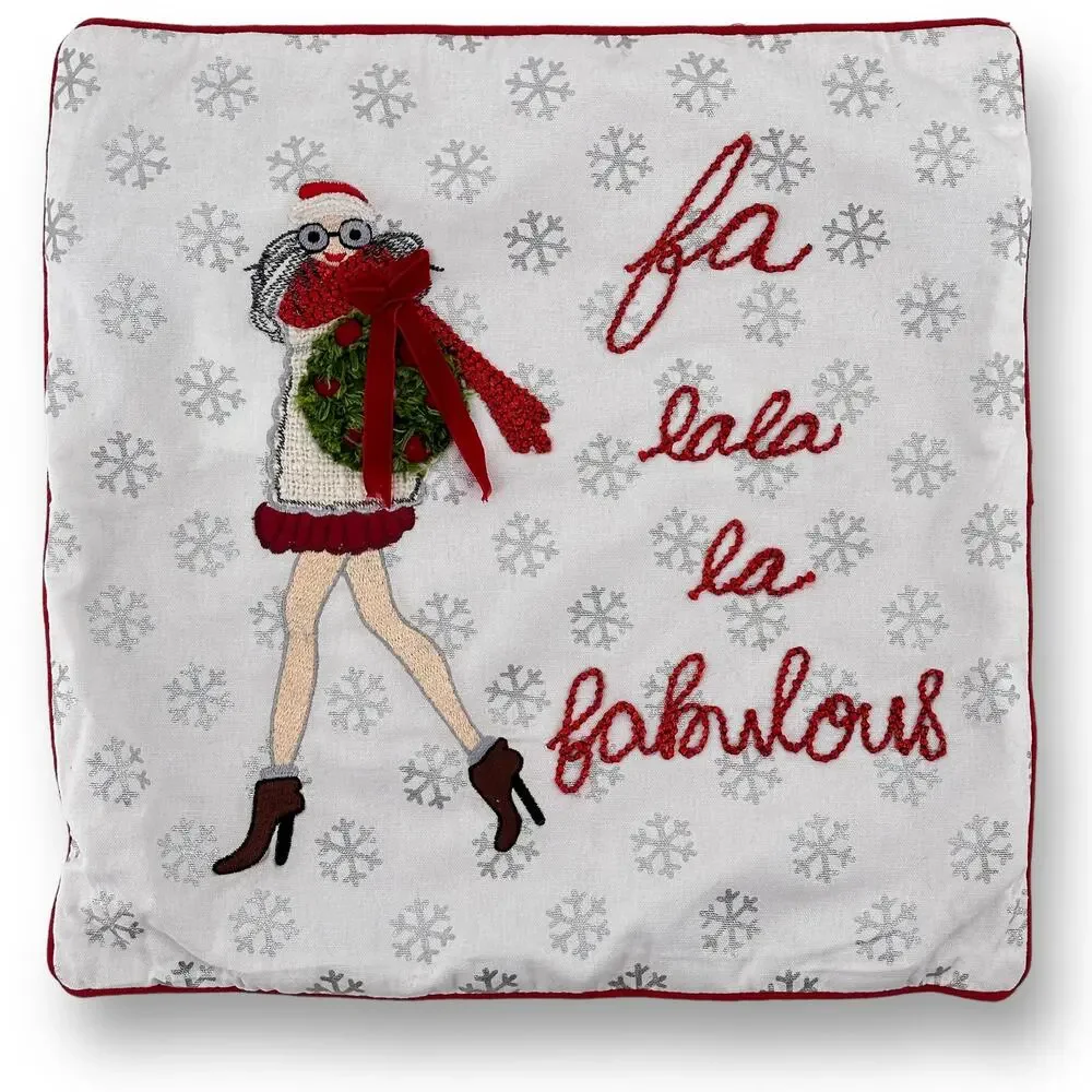 Fa Lala La Fabulous Chic Girl Christmas Pillow Cover Square 17